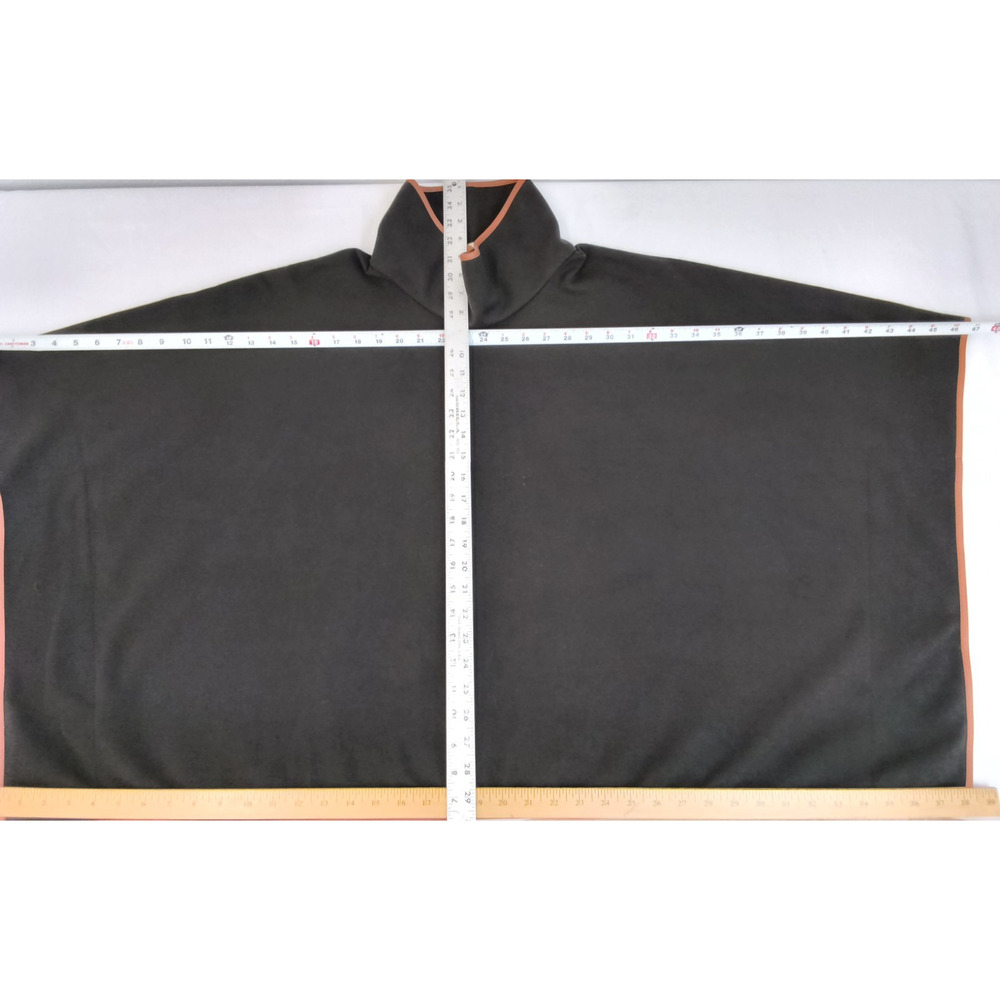 Tuckernuck Piper Poncho One Size Black Funnel Neck Leather Trim #W4829 - Picture 9 of 9